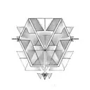 line less lavender with geometric triangles, circles, and lines around it tattoo design idea