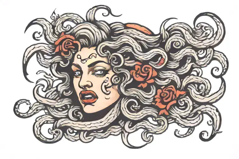 Medusa face tattoo design idea