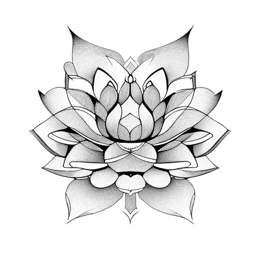 Lotus Flower with other geometrical shapes tattoo design idea