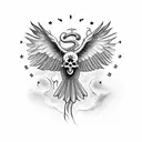 crow with open wings on a skull with a snake tattoo design idea