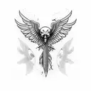 crow with open wings on a skull with a snake tattoo design idea