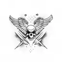 crow with open wings on a skull with a snake tattoo design idea