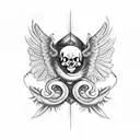 crow with open wings on a skull with a snake tattoo design idea