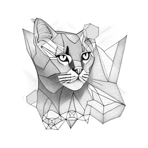 the face of a black cat with yellow eyes tattoo design idea