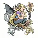 Rapunzel toothless tattoo design idea