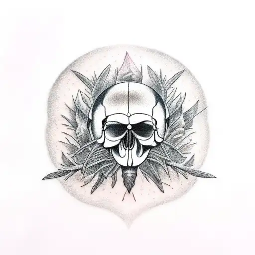 Crow skull moon forest  tattoo design idea