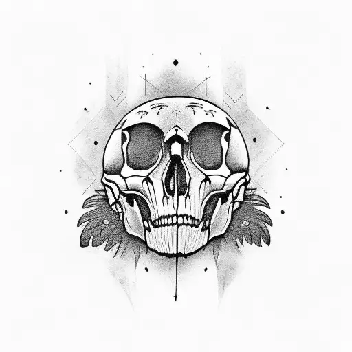 Crow skull moon forest  tattoo design idea
