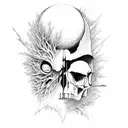 Crow skull moon forest  tattoo design idea