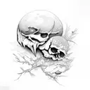 Crow skull moon forest  tattoo design idea