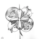 5 leaf clover with sword tattoo design idea