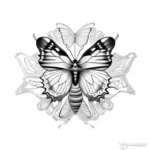 simple and masculine butterfly or moth  tattoo design idea