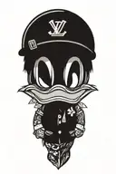Donald duck gangster with louis vuitton shirt on   tattoo design idea