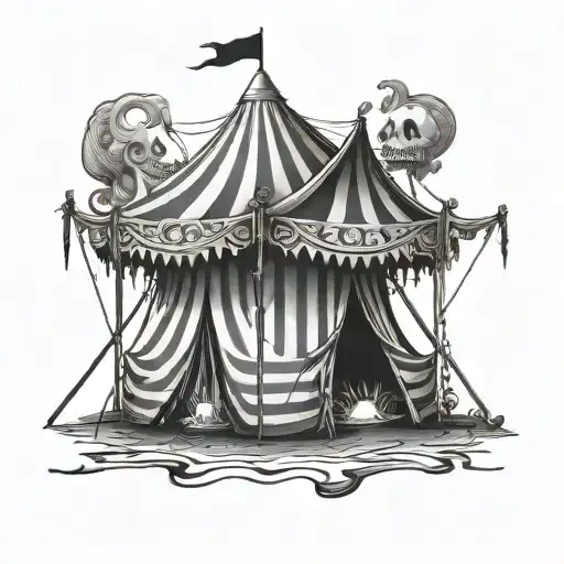 horror circus tent tattoo design idea