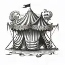 horror circus tent tattoo design idea
