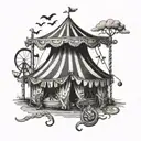 horror circus tent tattoo design idea