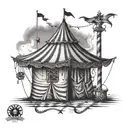 horror circus tent tattoo design idea
