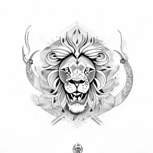 lion skull with cobra tattoo design idea