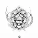 lion skull with cobra tattoo design idea