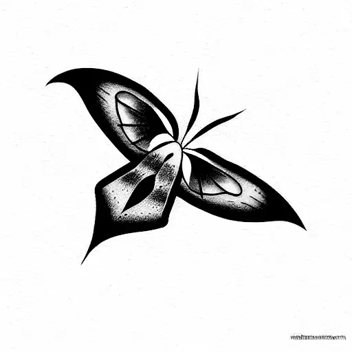 moon moth with folk flowers  tattoo design idea