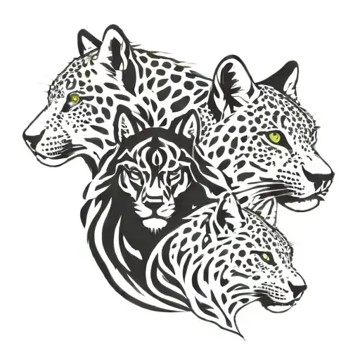 snow leopard and wolf tattoo design idea