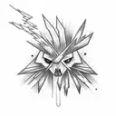 Drumstick with lightning bolt pattern tattoo design idea