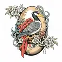 his death is at the end of a needle, the needle is in an egg, the egg is in a duck, the duck is in a hare, the hare is hidden in a chest, the chest hangs in chains on tattoo design idea