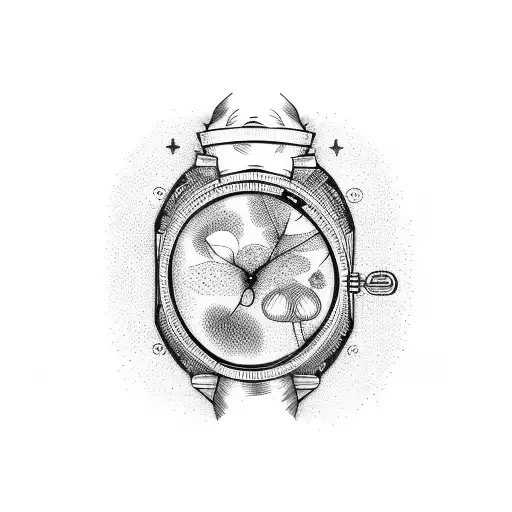 just characters: 1 M heart watch tattoo design idea