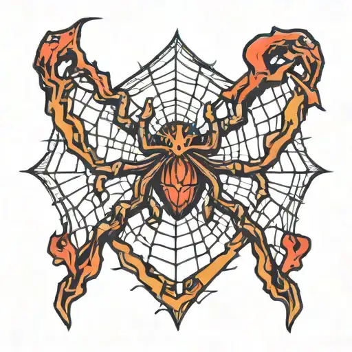 spider web heart tattoo design idea