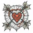 spider web heart tattoo design idea