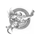 pixiu with koi tattoo design idea