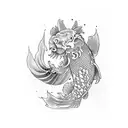 pixiu with koi tattoo design idea