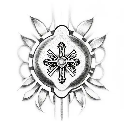 rosary with cross tattoo design idea