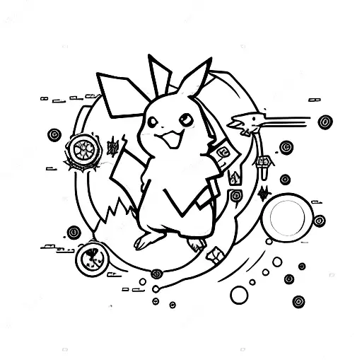 pikachu avec une combinaison de dracaufeu tattoo design idea