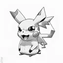 A realistic portrait of Pikachu wearing a Dracaufeu onesie tattoo design idea