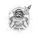 plantes, space , astronaut, flames, rocket ship  tattoo design idea
