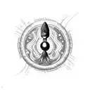 plantes, space , astronaut, flames, rocket ship  tattoo design idea