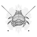 hermit crab holding stick tattoo design idea