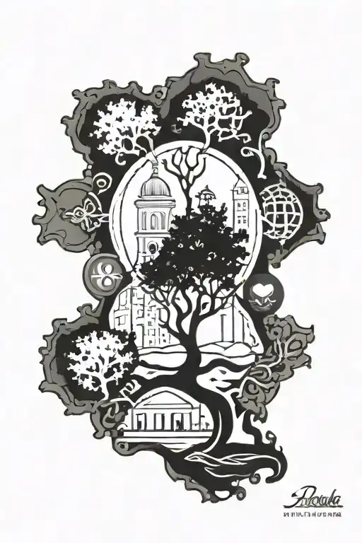 palestine symbol incorporating elements like trees tattoo design idea