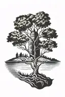 palestine symbol incorporating elements like trees tattoo design idea