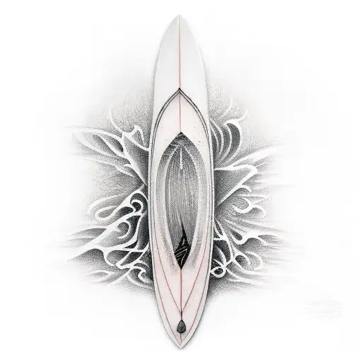 broken surfboard tattoo design idea