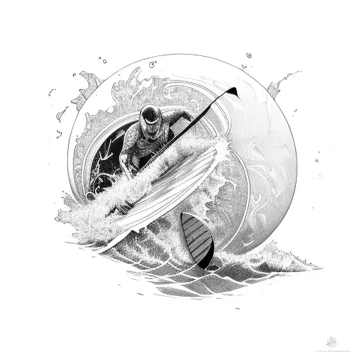 broken surfboard tattoo design idea