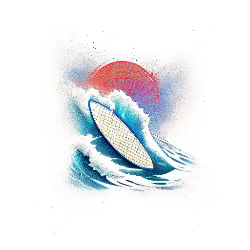 broken surfboard tattoo design idea