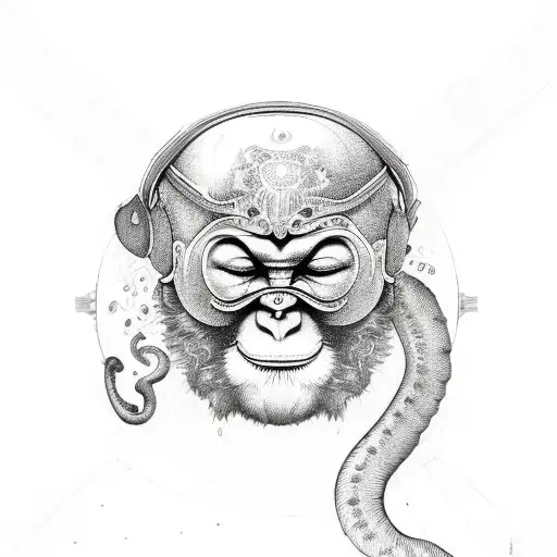 Three Monkeys sleeve, with a full butterfly with half normal and half melting away leading into a Phoneix tattoo design idea