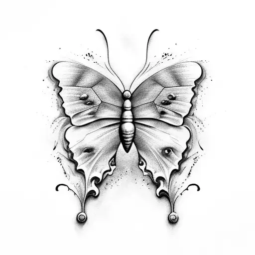 A Butterfly, half normal, half melting away tattoo design idea