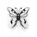 A Butterfly, half normal, half melting away tattoo design idea