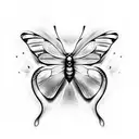 A Butterfly, half normal, half melting away tattoo design idea