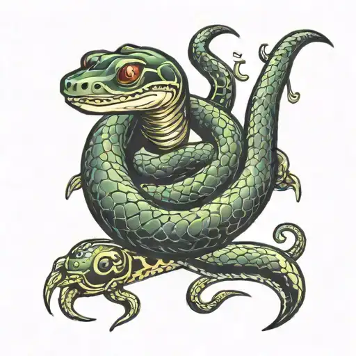 snake with scuba gear tattoo design idea