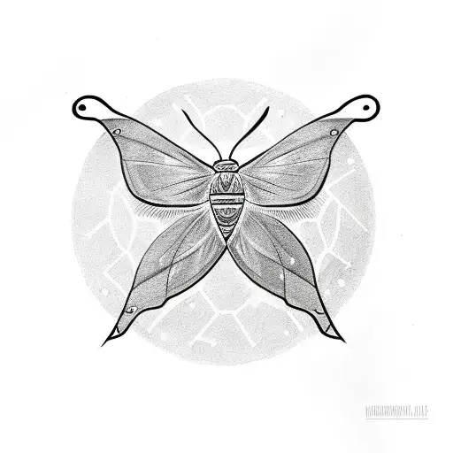 Moth, moon, light tattoo design idea