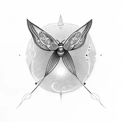 Moth, cresent moon, light tattoo design idea
