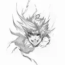 A lightning bolt transforming into an anime character tattoo design idea